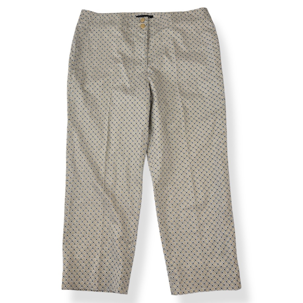 Talbots Heritage Dress Pants Womens Size 10 Tan White Black Geo